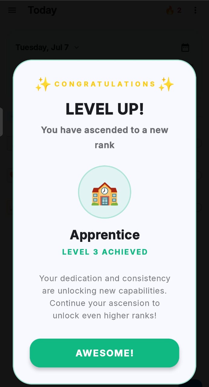Level Up Progression Screen